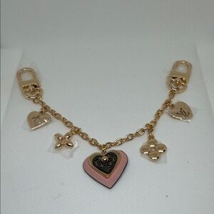 ❌ SOLD ❌ ✅ PRICE IS FIRM ✅ Fashion Gold and Pink Heart Bag Charm Chain